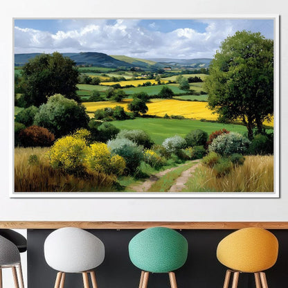 Golden Fields Country Path Canvas Wall Art