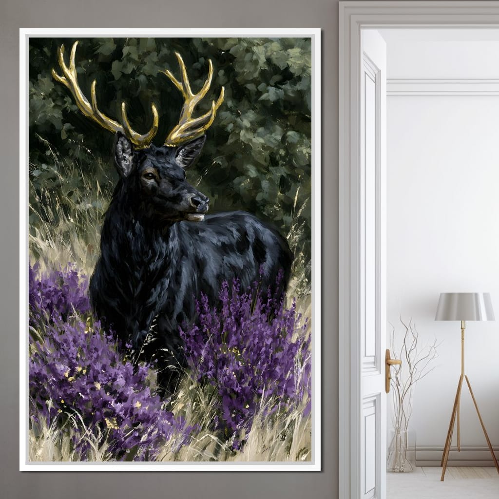 Black Deer Of Wild Fields Canvas Wall Art