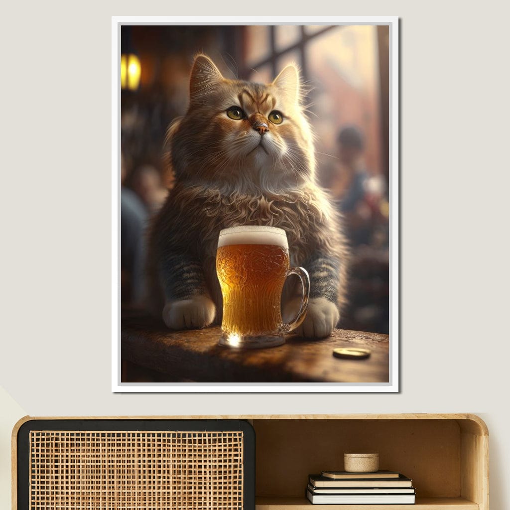 Cat Beer Canvas Wall Art