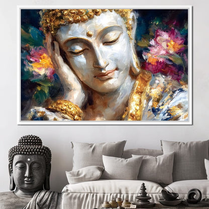 Golden Buddha Lotus Reverie Canvas Wall Art