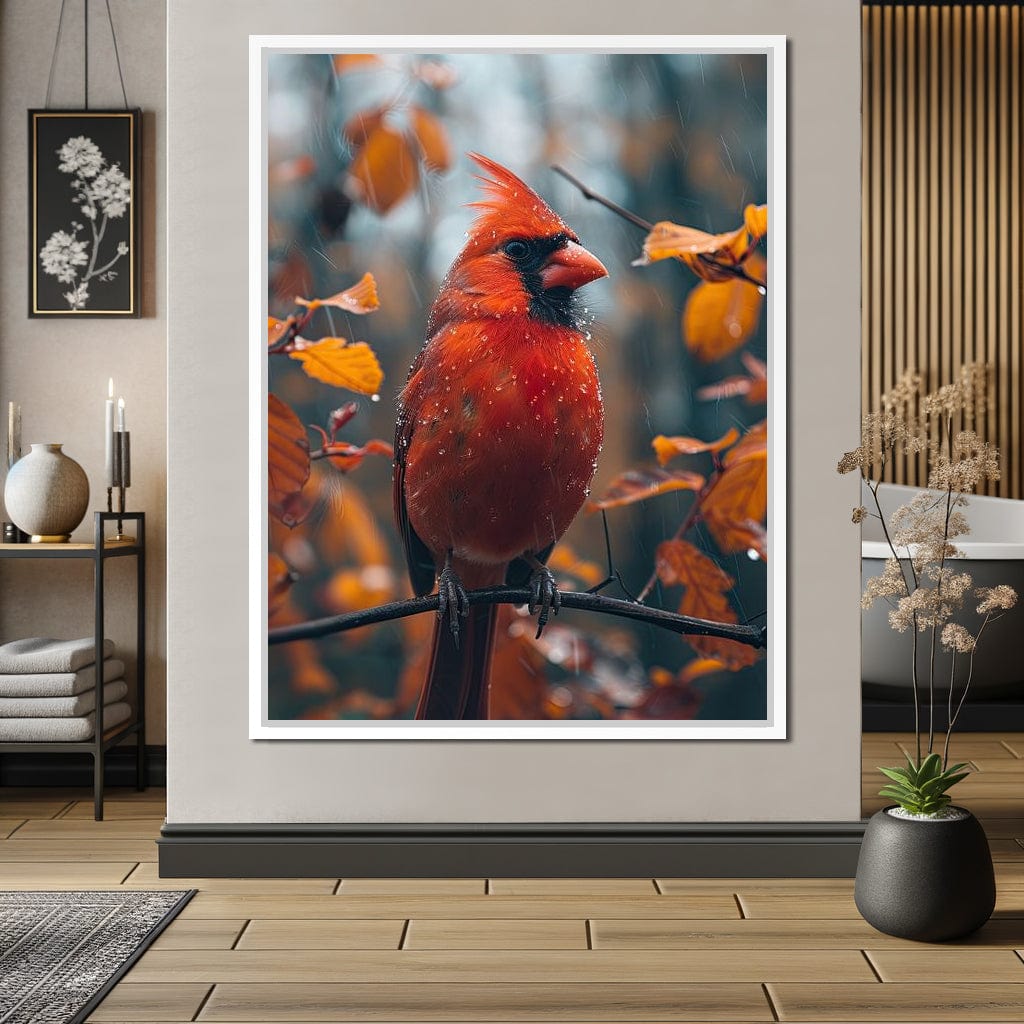 Autumn Cardinal's Perch Canvas Wall Art
