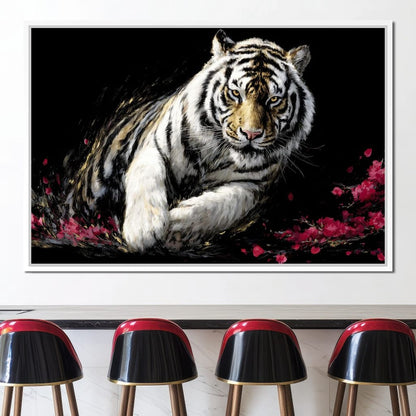 Snow Tiger Petal Shadow Canvas Wall Art