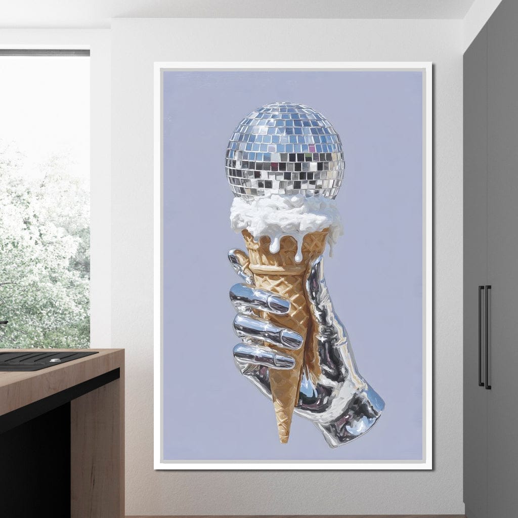 Chrome Hand Disco Ice Cream Dream Canvas Wall Art