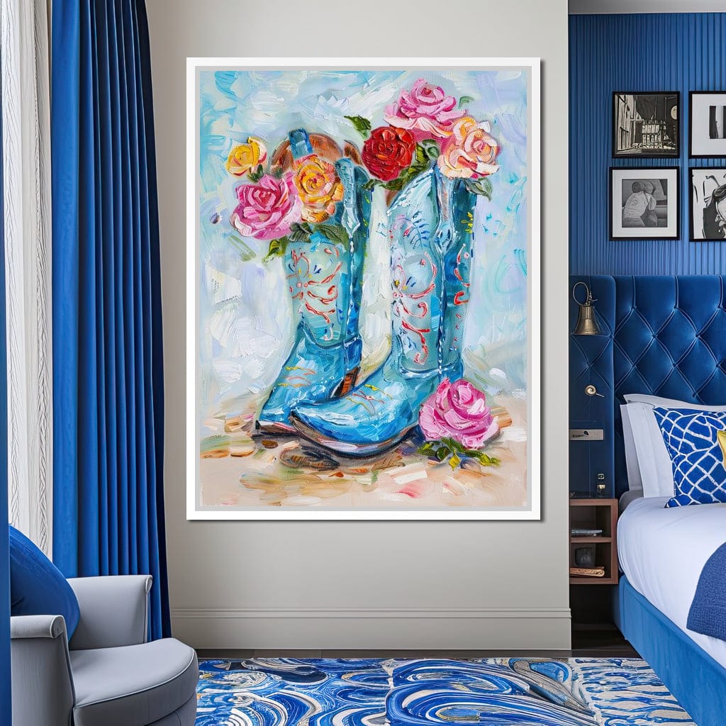Floral Cowboy's Melodic Saga Canvas Wall Art