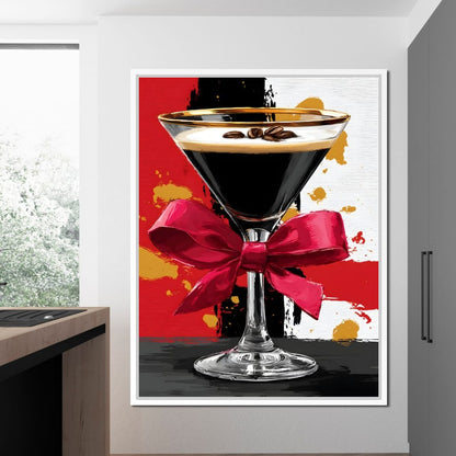 Espresso Martini Red Bow Canvas Wall Art