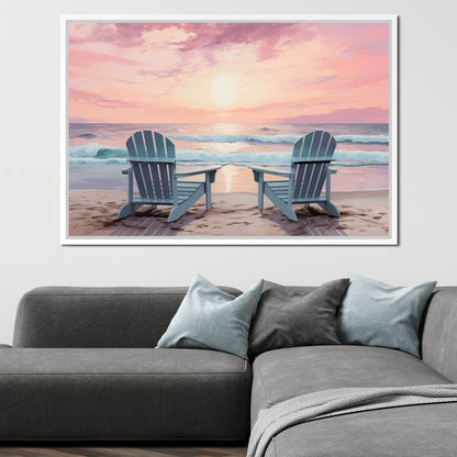 Vacation Beach Chairs Canvas Wall Art