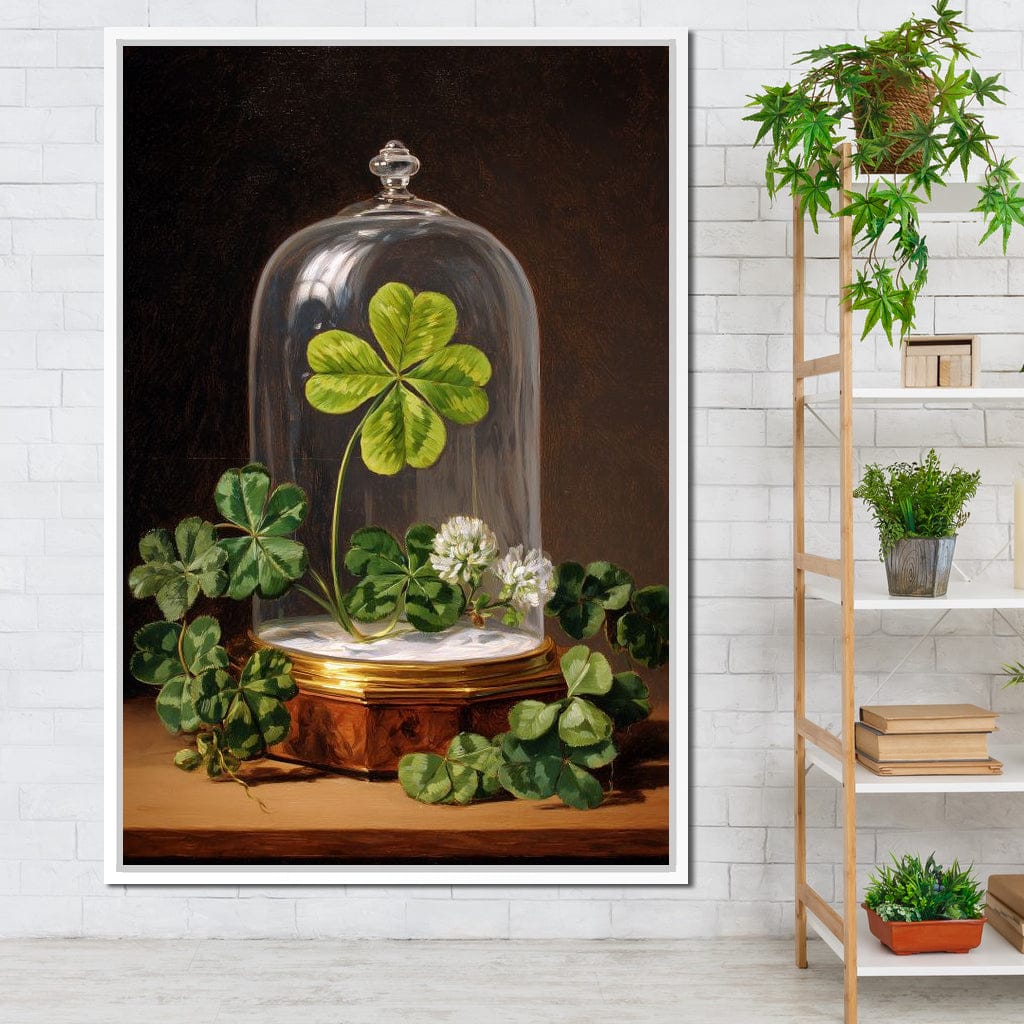 Lucky Clover Glass Dome Canvas Wall Art