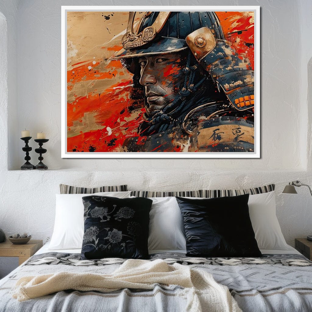 Samurai Solitude in Battle Canvas Wall Art