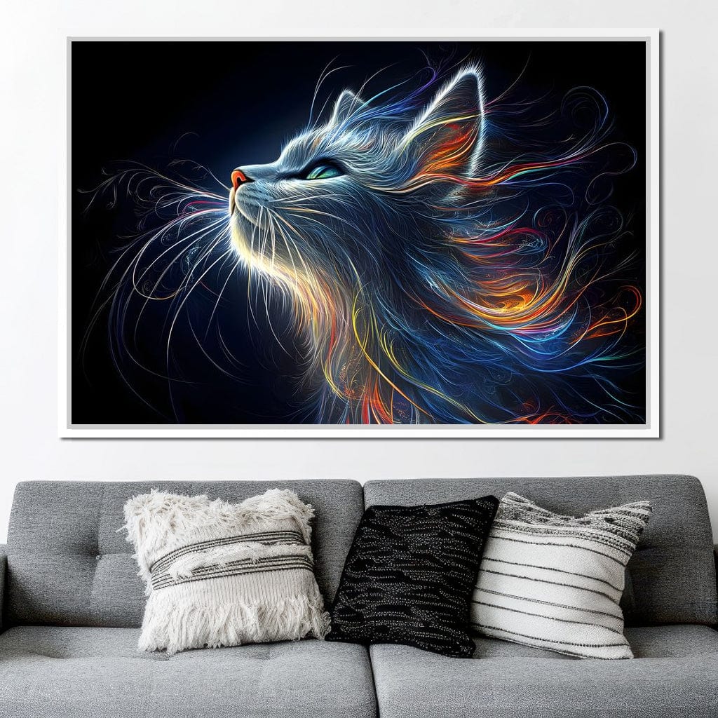 Celestial Feline Illuminations Canvas Wall Art