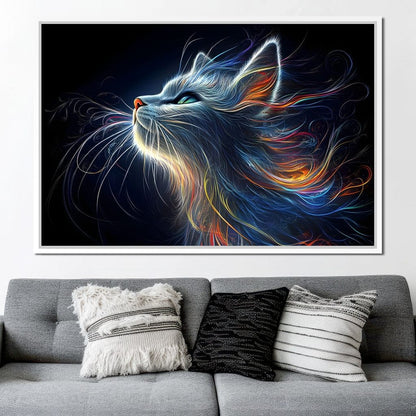 Celestial Feline Illuminations Canvas Wall Art