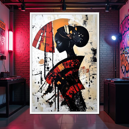 Silhouette Harmony in Amber Tones Canvas Wall Art