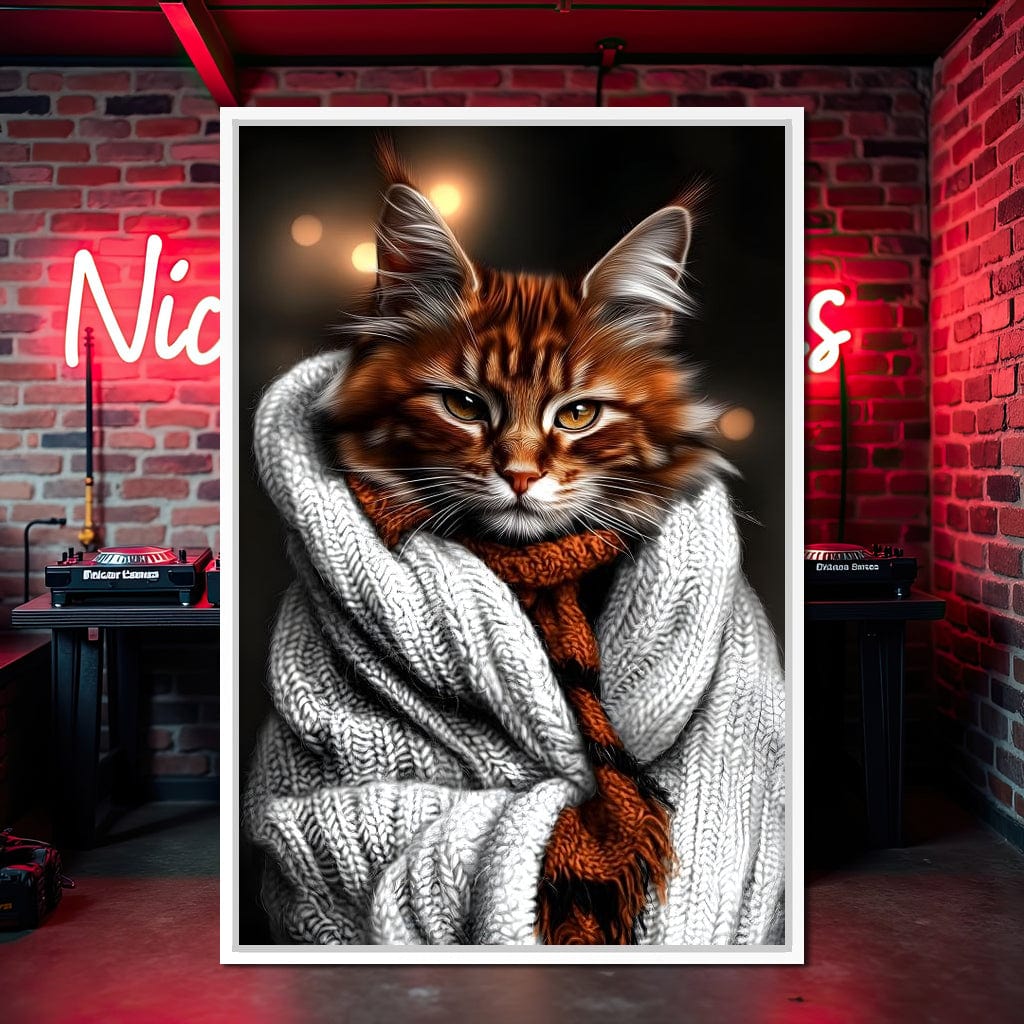 Warm Feline Elegance Wrapped Canvas Wall Art
