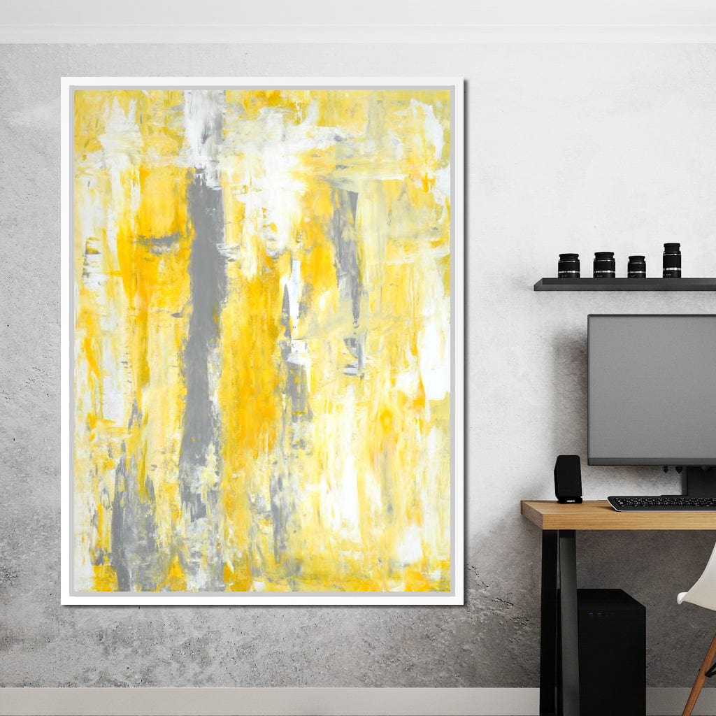 Grey & Yellow Abstract Art Painting Canvas Wall Art