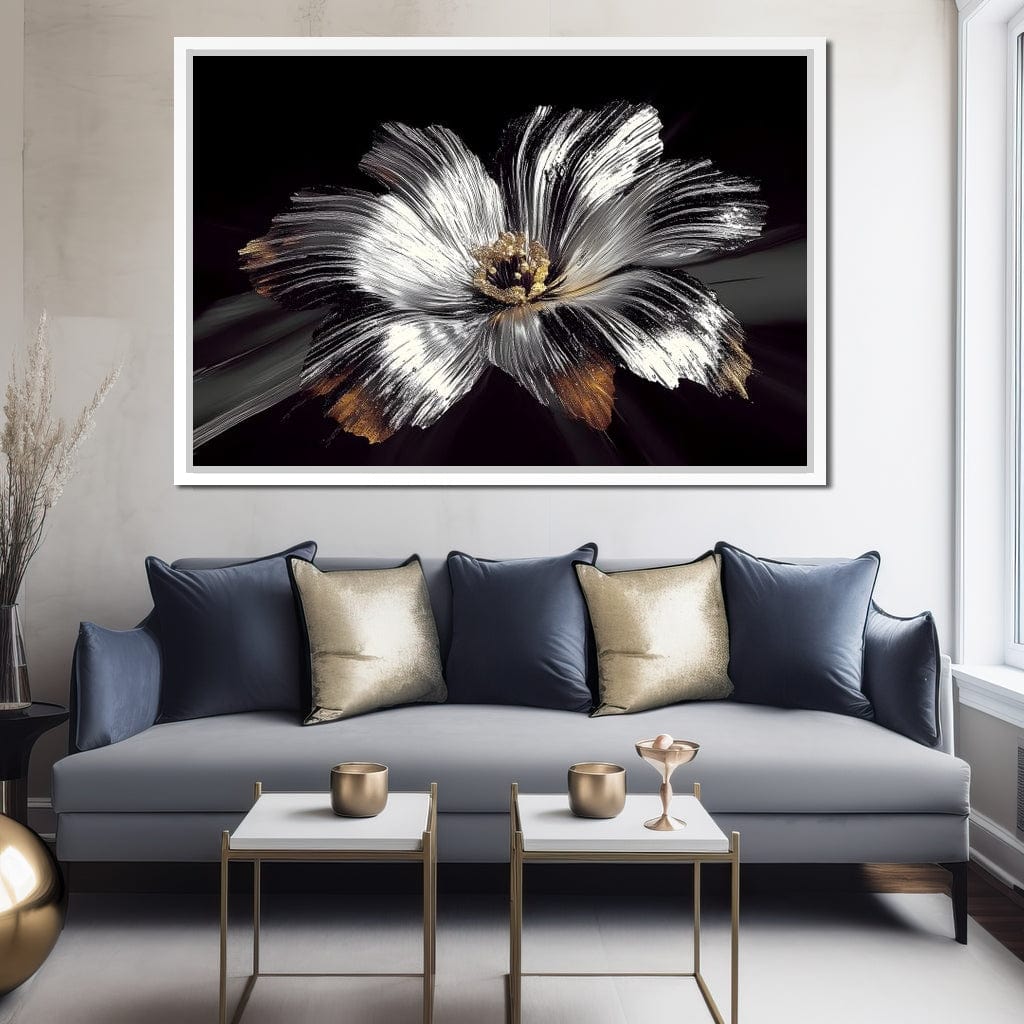 Silver Harvest Petals Radiance Canvas Wall Art