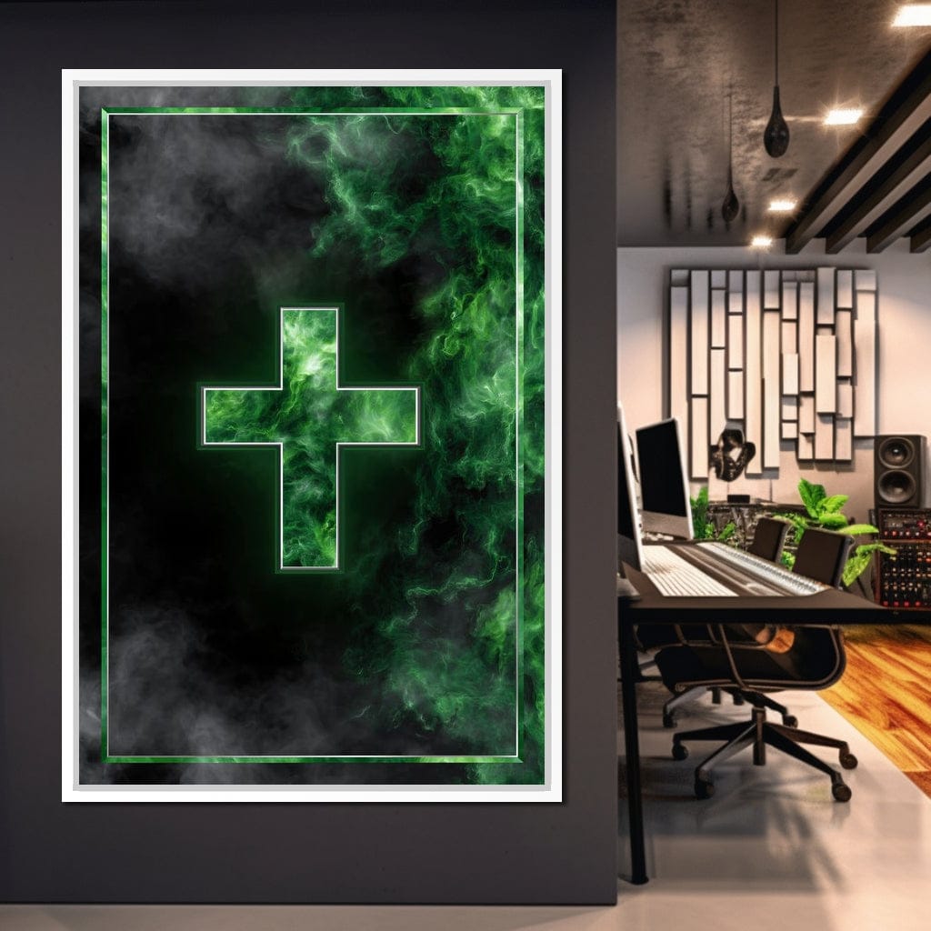 Emerald Smoke Cross Radiance Canvas Wall Art