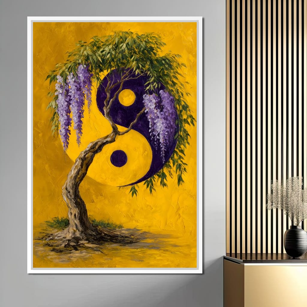 Wisteria Yin Yang Tree Zen Canvas Wall Art