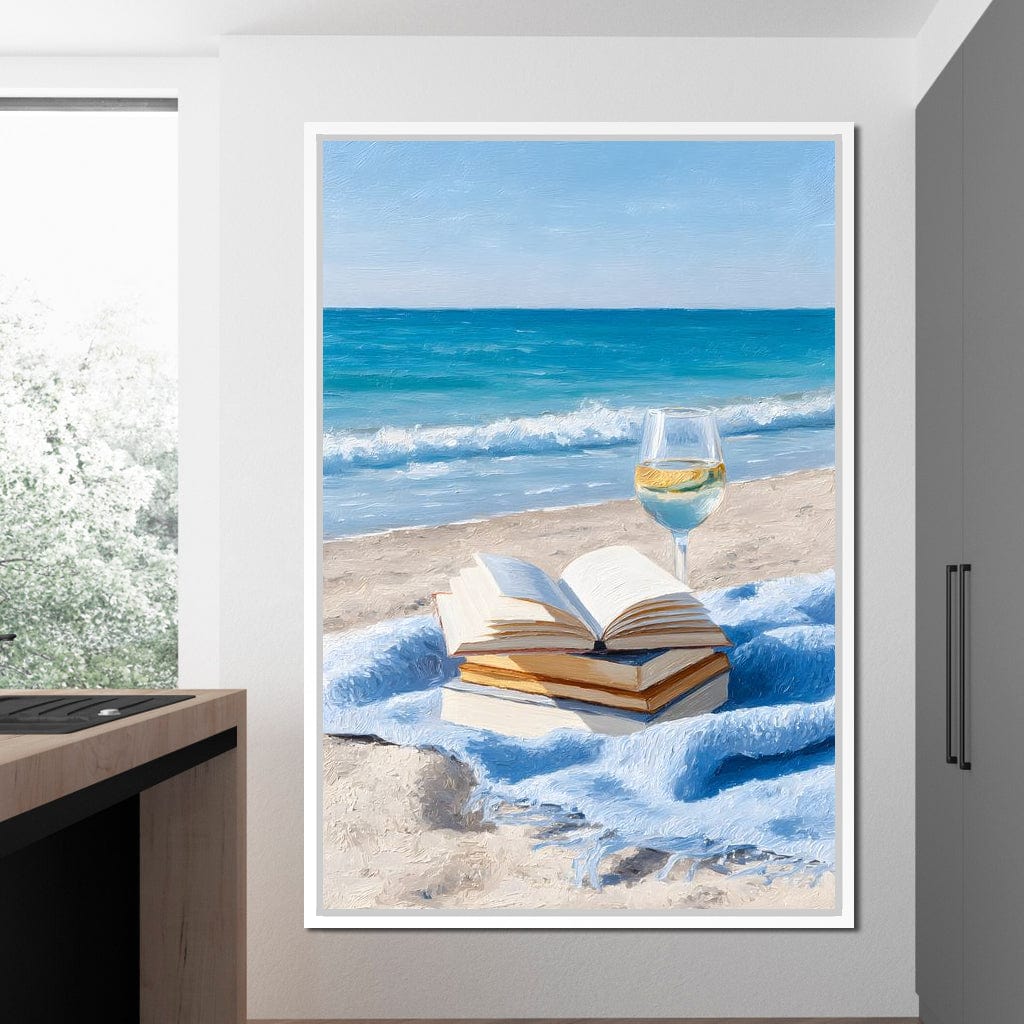 Seaside Pages and Chardonnay Bliss Canvas Wall Art