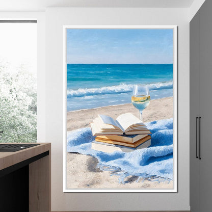 Seaside Pages and Chardonnay Bliss Canvas Wall Art