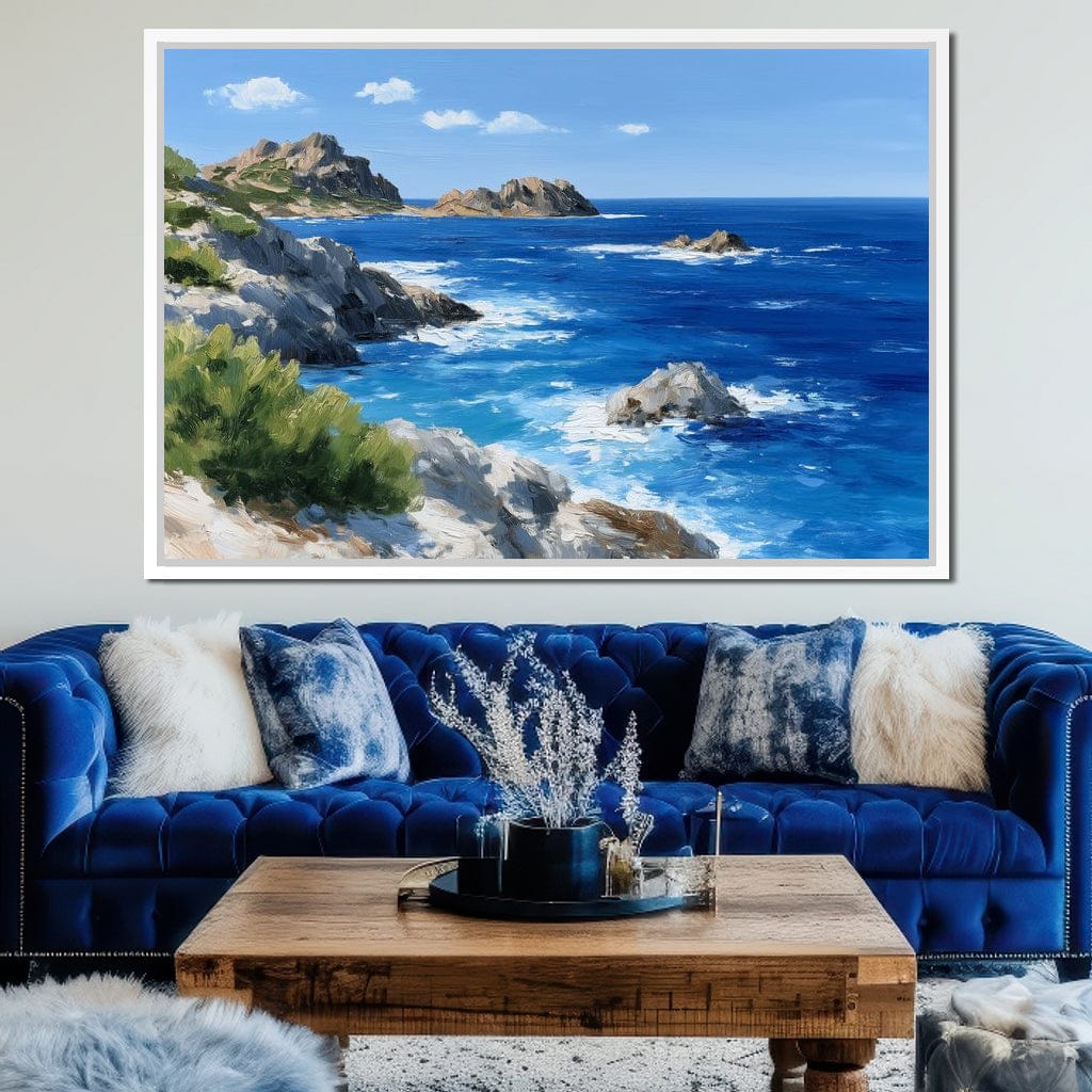 Rocky Coastline Ocean View Oil Painting Canvas Wall Art