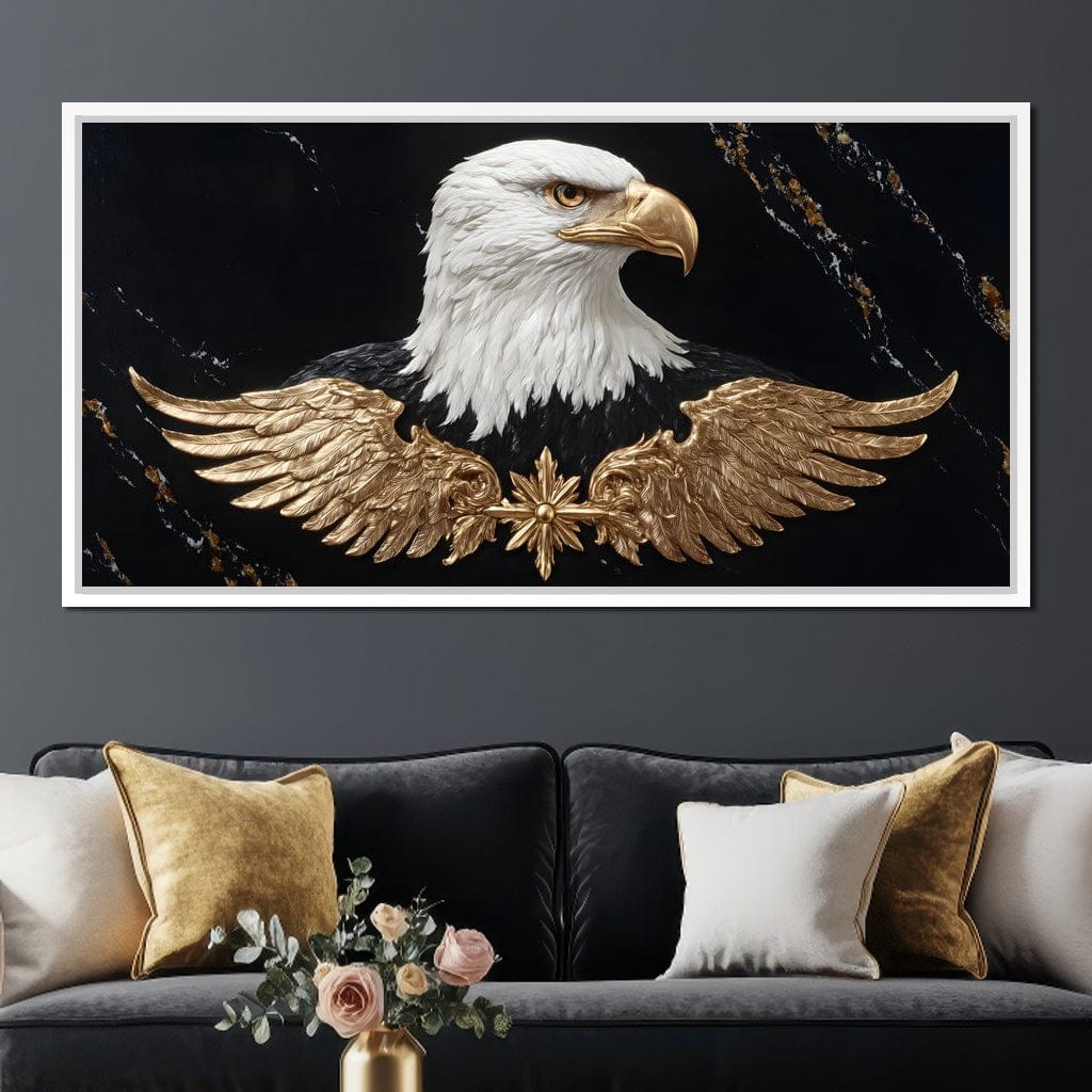Golden Eagle Majesty Marble Canvas Wall Art