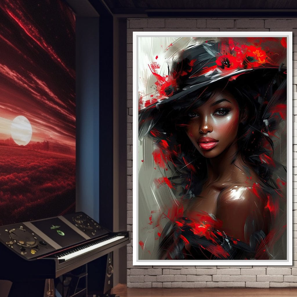 Sable Elegance with Poppy Flair Canvas Wall Art