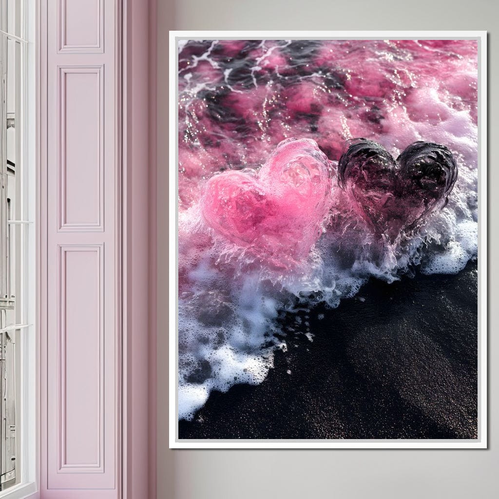 Rose Quartz Hearts Tide Canvas Wall Art