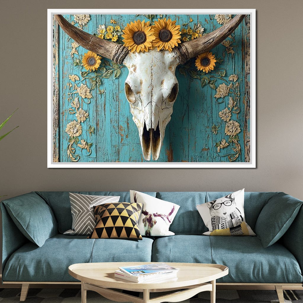 Bull Skull Rustic Vibes Canvas Wall Art