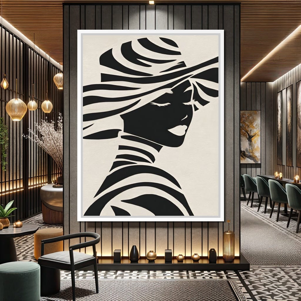 Monochrome Elegance Lady Silhouette Canvas Wall Art