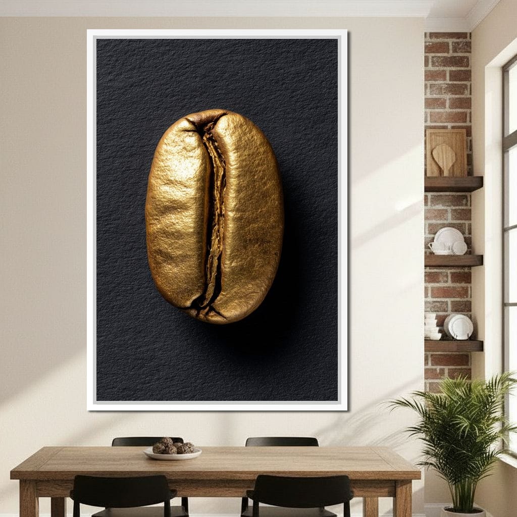 Golden Coffee Bean Minimalism Canvas Wall Art