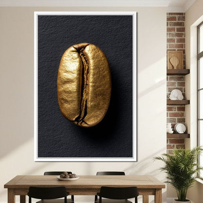 Golden Coffee Bean Minimalism Canvas Wall Art