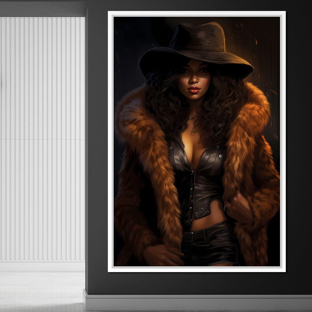 African Woman in Flame-Colored Fur Canvas Wall Art