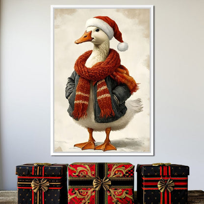 Festive Goose With Cozy Style Canvas Wall Art