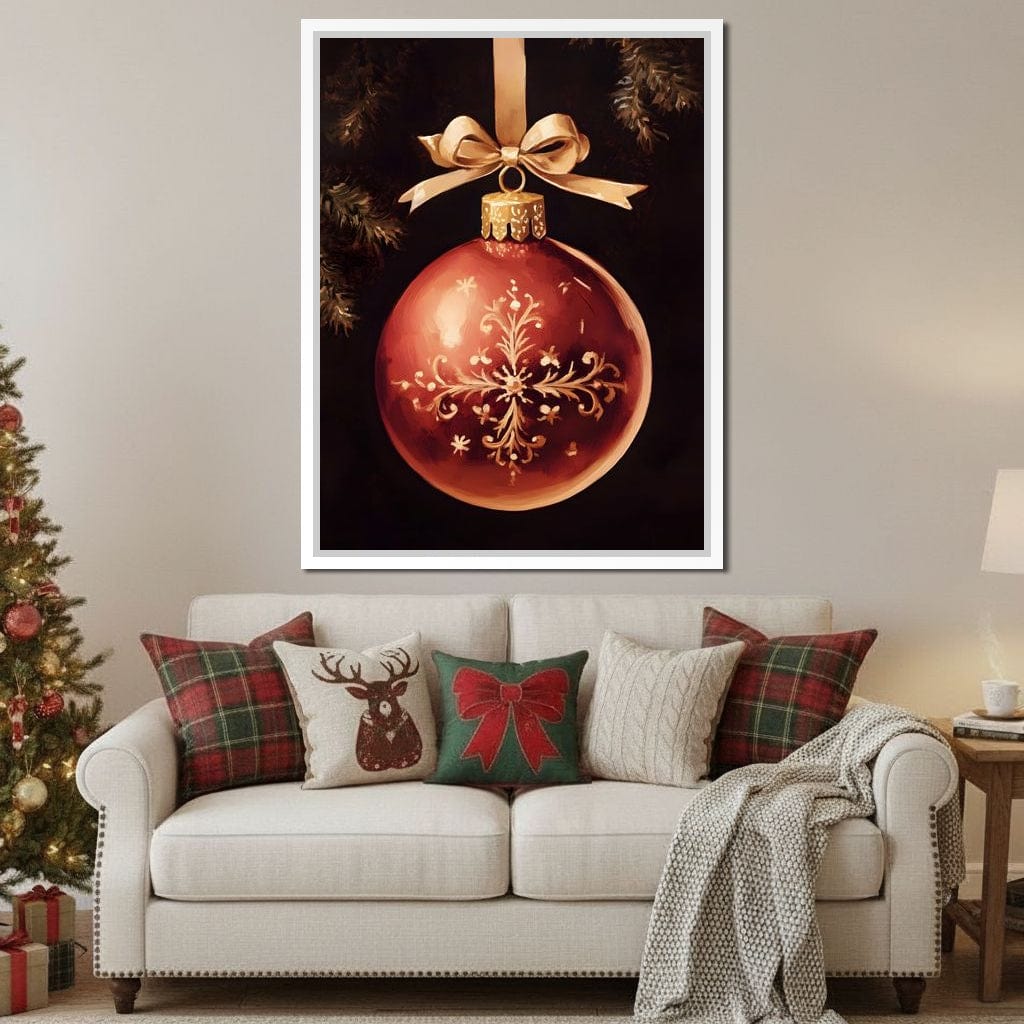 Classic Christmas Bauble Charm Canvas Wall Art