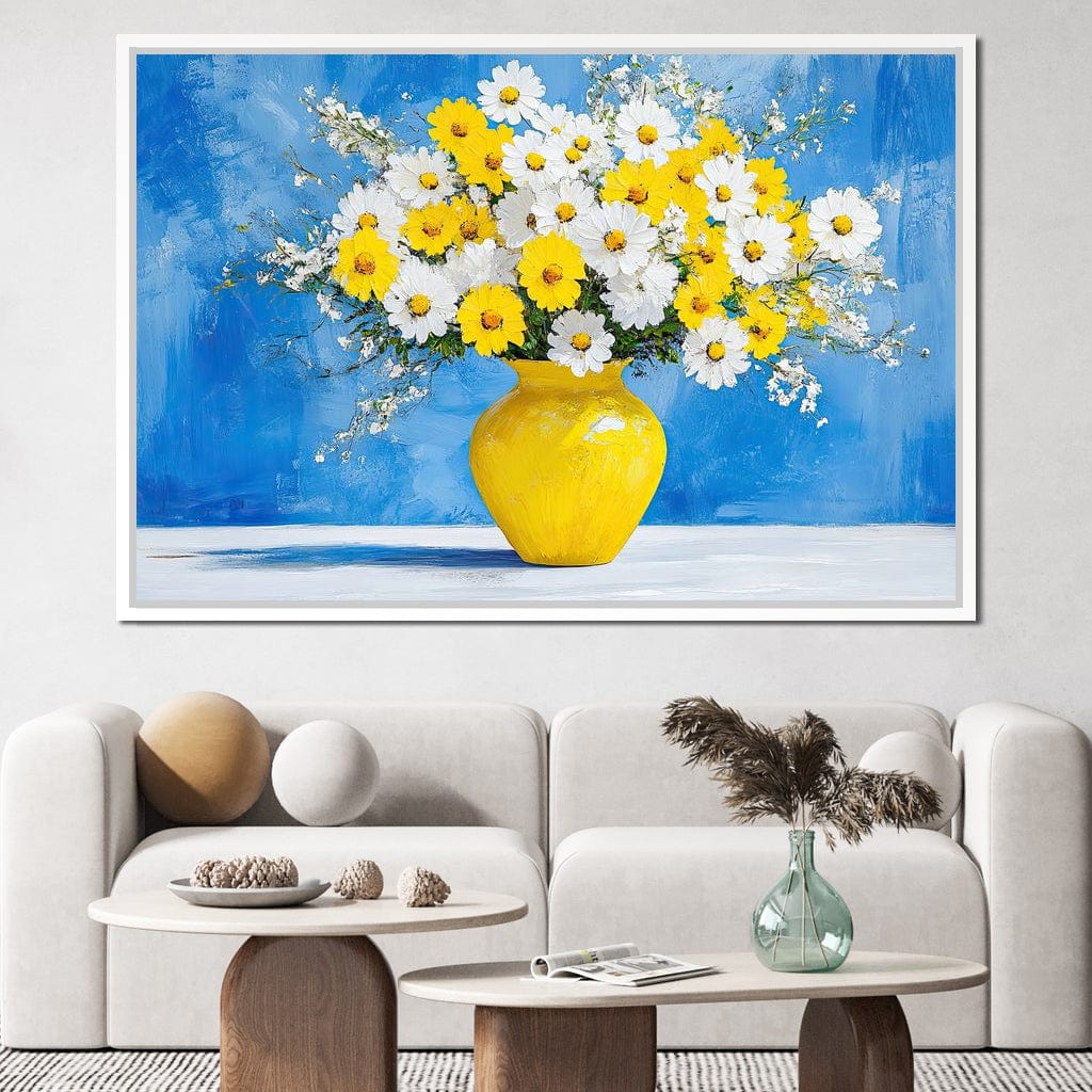 White & Yellow Flowers Canvas Wall Art