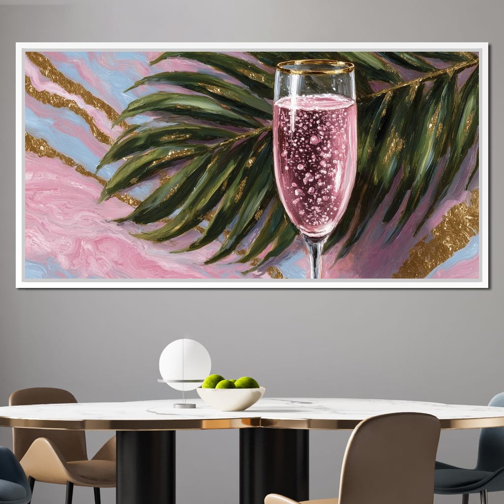 Pink Champagne Palm Luxe Canvas Wall Art