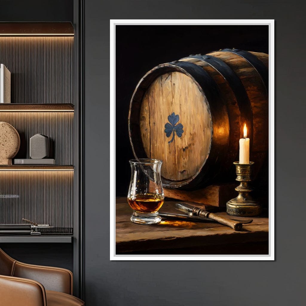 Candlelit Irish Whiskey Barrel Canvas Wall Art