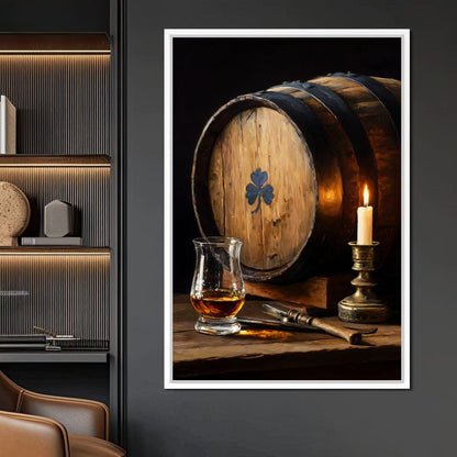 Candlelit Irish Whiskey Barrel Canvas Wall Art