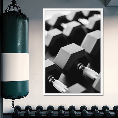 Monochrome Dumbbell Strength Canvas Wall Art