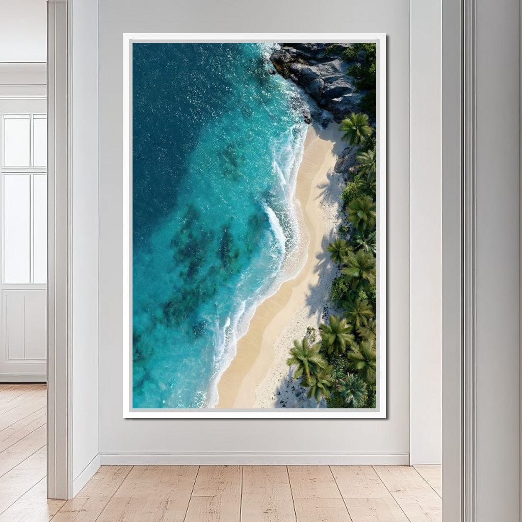 Tropical Cove Aerial Shoreline Canvas Wall Art