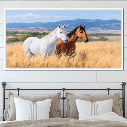 Equine Journey Through Fields Canvas Wall Art