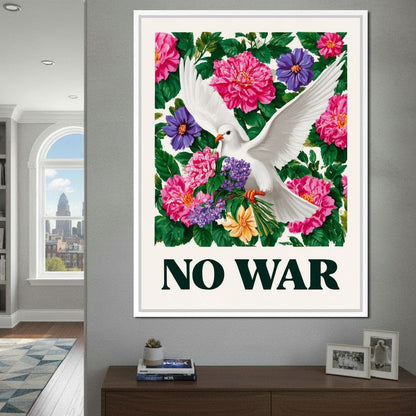 No War Dove Flower Garden Canvas Wall Art