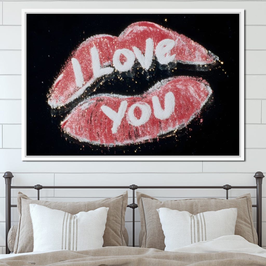 Love You Glitter Kiss Pop Canvas Wall Art