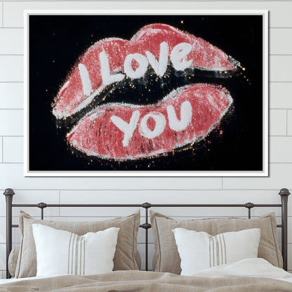 Love You Glitter Kiss Pop Canvas Wall Art
