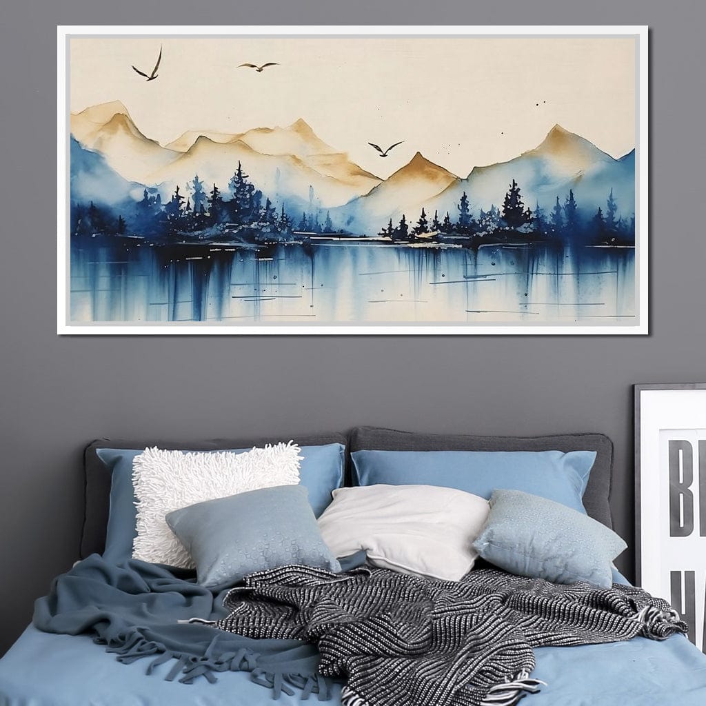 Calm Mountain Lake Sunrise Canvas Wall Art