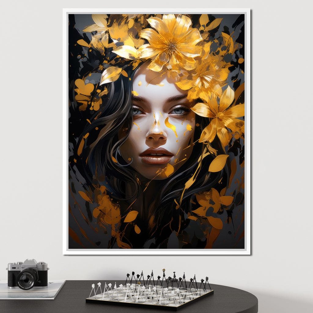 Golden Petal Crown Canvas Wall Art