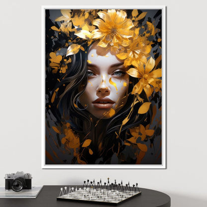Golden Petal Crown Canvas Wall Art