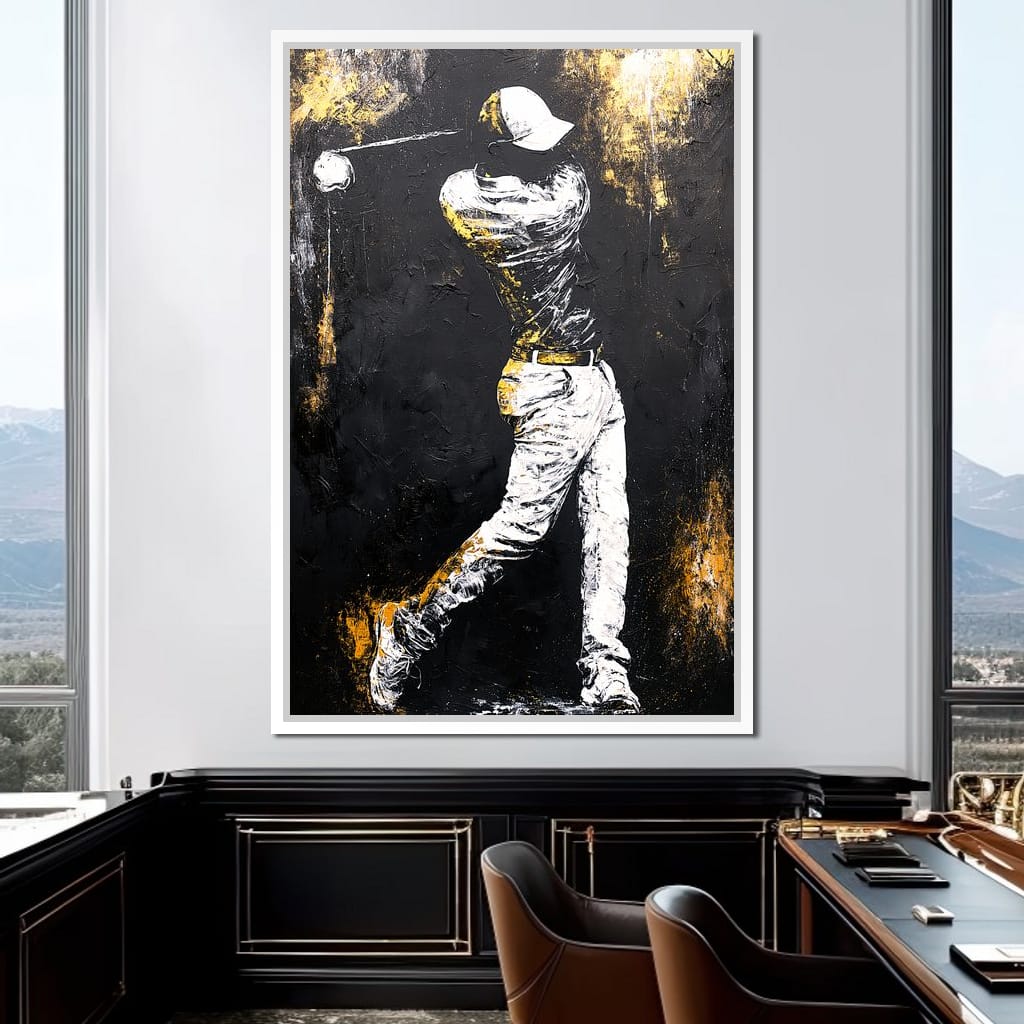 Golf Profile in Black Canvas Wall Art