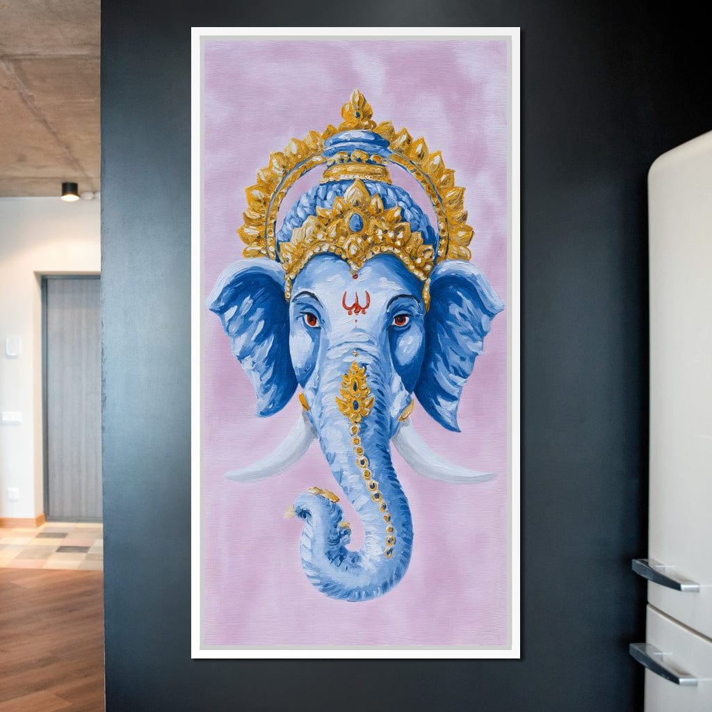 Sacred Blue Ganesha Majesty Canvas Wall Art