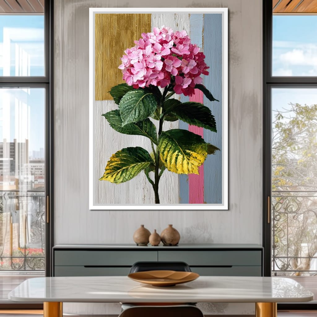 Pink Hydrangea Garden Glow Canvas Wall Art