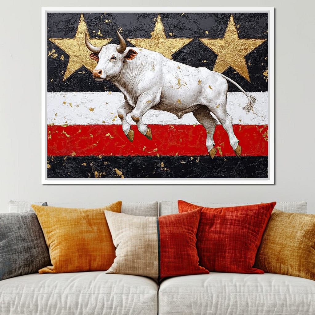 Bull Odyssey Across Stars Canvas Wall Art
